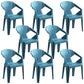 Modern Plastic Dining Arm Chairs Outdoor Side Back Patio Dining Armchairs Peacock Blue 8 Piece Set Clearhalo ' kitchen&dining_furn' 'Dining Chairs' 'Dining Tables & Seating' 'dining_chair' 'furn' 'furn_dining_chair' 'Furniture' 'furniture_dining_chair' 'Kitchen & Dining Furniture' 'kitchen' 4098562