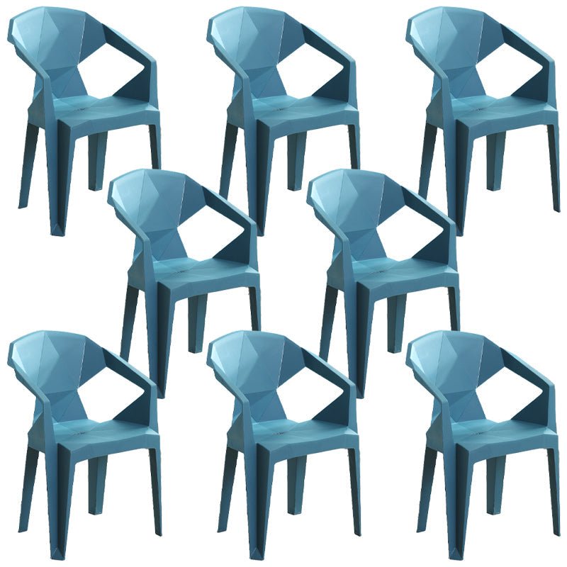 Modern Plastic Dining Arm Chairs Outdoor Side Back Patio Dining Armchairs Peacock Blue 8 Piece Set Clearhalo ' kitchen&dining_furn' 'Dining Chairs' 'Dining Tables & Seating' 'dining_chair' 'furn' 'furn_dining_chair' 'Furniture' 'furniture_dining_chair' 'Kitchen & Dining Furniture' 'kitchen' 4098562