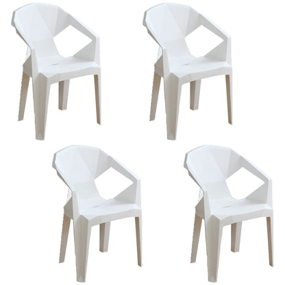 Modern Plastic Dining Arm Chairs Outdoor Side Back Patio Dining Armchairs White 4 Piece Set Clearhalo ' kitchen&dining_furn' 'Dining Chairs' 'Dining Tables & Seating' 'dining_chair' 'furn' 'furn_dining_chair' 'Furniture' 'furniture_dining_chair' 'Kitchen & Dining Furniture' 'kitchen' 4098564