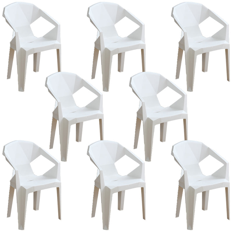 Modern Plastic Dining Arm Chairs Outdoor Side Back Patio Dining Armchairs White 8 Piece Set Clearhalo ' kitchen&dining_furn' 'Dining Chairs' 'Dining Tables & Seating' 'dining_chair' 'furn' 'furn_dining_chair' 'Furniture' 'furniture_dining_chair' 'Kitchen & Dining Furniture' 'kitchen' 4098566
