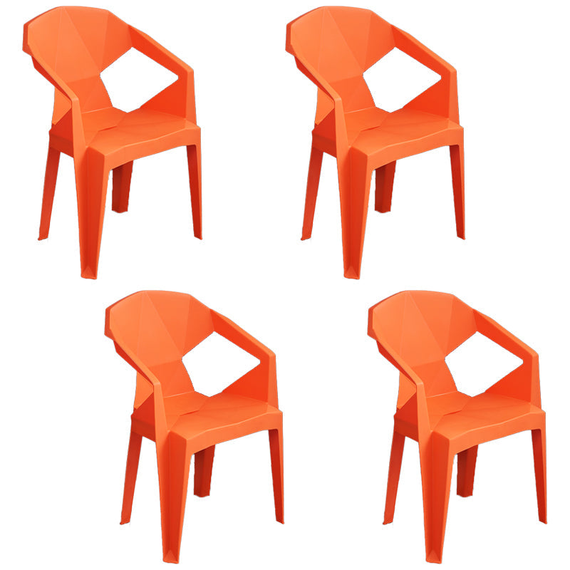 Modern Plastic Dining Arm Chairs Outdoor Side Back Patio Dining Armchairs Orange 4 Piece Set Clearhalo ' kitchen&dining_furn' 'Dining Chairs' 'Dining Tables & Seating' 'dining_chair' 'furn' 'furn_dining_chair' 'Furniture' 'furniture_dining_chair' 'Kitchen & Dining Furniture' 'kitchen' 4098571