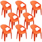Modern Plastic Dining Arm Chairs Outdoor Side Back Patio Dining Armchairs Orange 8 Piece Set Clearhalo ' kitchen&dining_furn' 'Dining Chairs' 'Dining Tables & Seating' 'dining_chair' 'furn' 'furn_dining_chair' 'Furniture' 'furniture_dining_chair' 'Kitchen & Dining Furniture' 'kitchen' 4098572