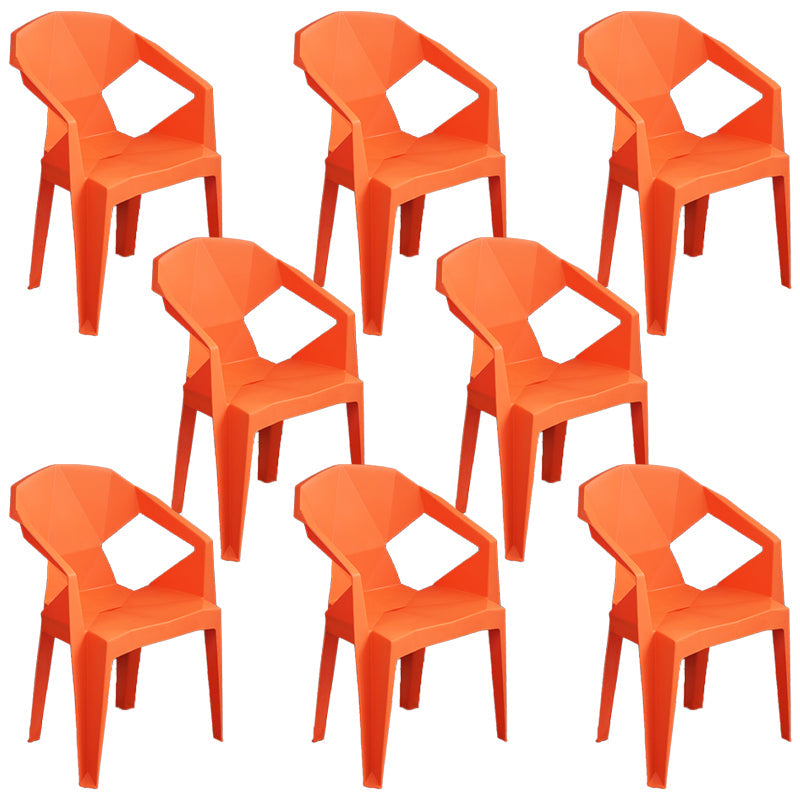 Modern Plastic Dining Arm Chairs Outdoor Side Back Patio Dining Armchairs Orange 8 Piece Set Clearhalo ' kitchen&dining_furn' 'Dining Chairs' 'Dining Tables & Seating' 'dining_chair' 'furn' 'furn_dining_chair' 'Furniture' 'furniture_dining_chair' 'Kitchen & Dining Furniture' 'kitchen' 4098572