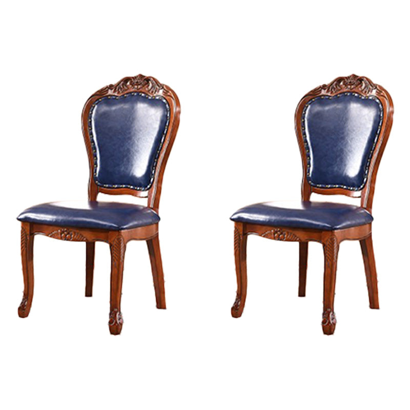 Victorian Armless Dining Chairs Leather Upholstered Side Chairs (Set of 2) Blue Clearhalo ' kitchen&dining_furn' 'Dining Chairs' 'Dining Tables & Seating' 'dining_chair' 'furn' 'furn_dining_chair' 'Furniture' 'furniture_dining_chair' 'Kitchen & Dining Furniture' 'kitchen' 4098578