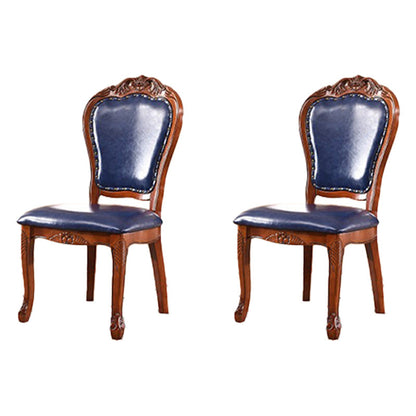 Victorian Armless Dining Chairs Leather Upholstered Side Chairs (Set of 2) Blue Clearhalo ' kitchen&dining_furn' 'Dining Chairs' 'Dining Tables & Seating' 'dining_chair' 'furn' 'furn_dining_chair' 'Furniture' 'furniture_dining_chair' 'Kitchen & Dining Furniture' 'kitchen' 4098578
