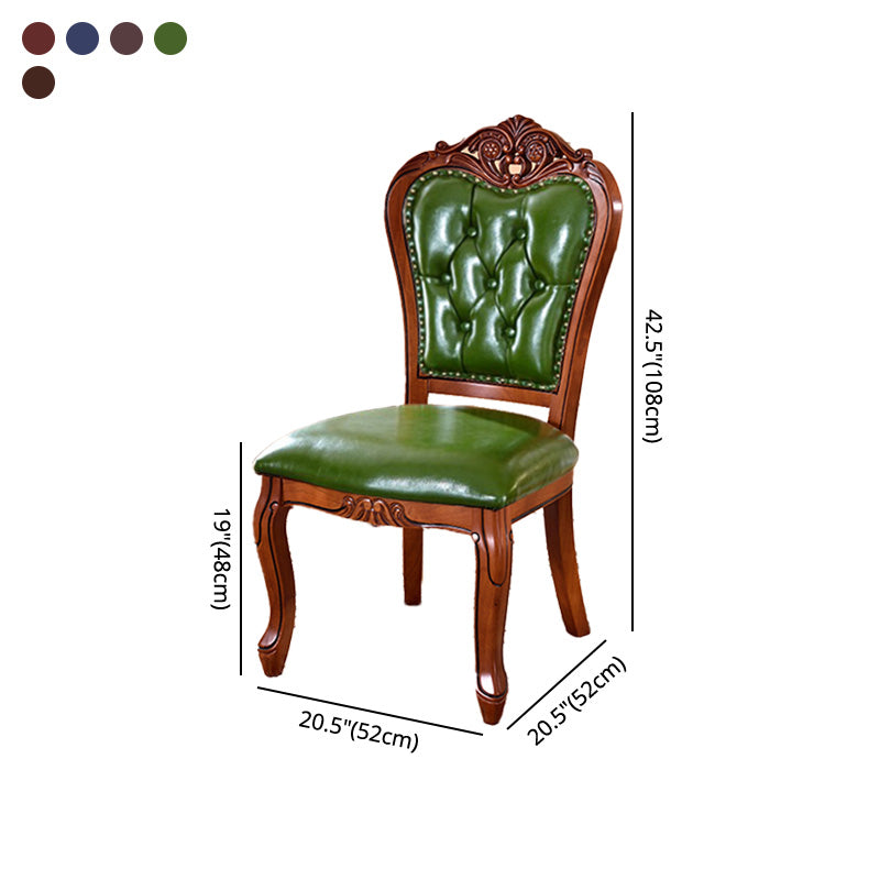 Victorian Armless Dining Chairs Leather Upholstered Side Chairs (Set of 2) Clearhalo ' kitchen&dining_furn' 'Dining Chairs' 'Dining Tables & Seating' 'dining_chair' 'furn' 'furn_dining_chair' 'Furniture' 'furniture_dining_chair' 'Kitchen & Dining Furniture' 'kitchen' 4098586