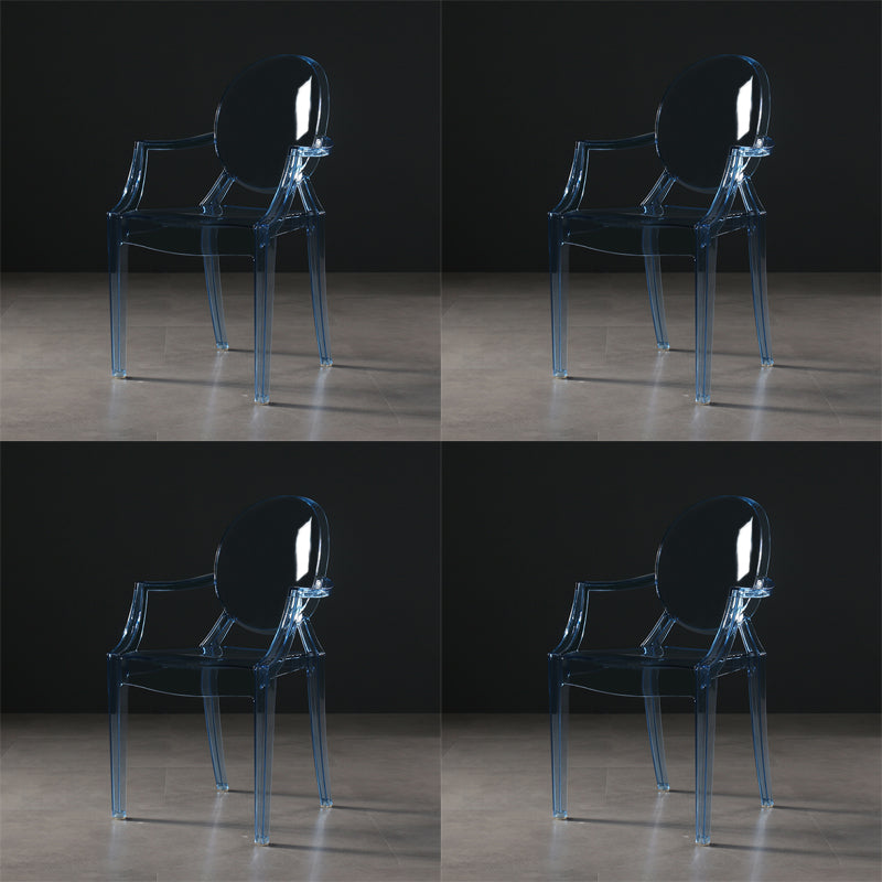 Nordic Style Plastic Dining Side Chair Dining Arm Side Chairs for Kitchen Light Blue-Clear 4 Piece Set Clearhalo ' kitchen&dining_furn' 'Dining Chairs' 'Dining Tables & Seating' 'dining_chair' 'furn' 'furn_dining_chair' 'Furniture' 'furniture_dining_chair' 'Kitchen & Dining Furniture' 'kitchen' 4098592