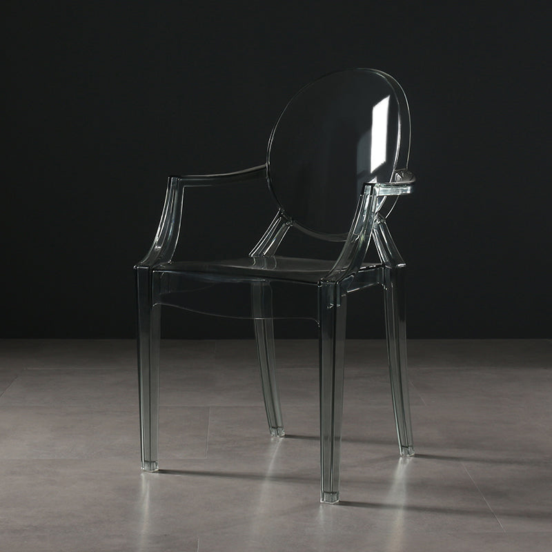 Nordic Style Plastic Dining Side Chair Dining Arm Side Chairs for Kitchen Gray-Clear 1 Piece Clearhalo ' kitchen&dining_furn' 'Dining Chairs' 'Dining Tables & Seating' 'dining_chair' 'furn' 'furn_dining_chair' 'Furniture' 'furniture_dining_chair' 'Kitchen & Dining Furniture' 'kitchen' 4098593