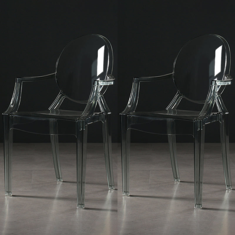 Nordic Style Plastic Dining Side Chair Dining Arm Side Chairs for Kitchen Gray-Clear 2 Piece Set Clearhalo ' kitchen&dining_furn' 'Dining Chairs' 'Dining Tables & Seating' 'dining_chair' 'furn' 'furn_dining_chair' 'Furniture' 'furniture_dining_chair' 'Kitchen & Dining Furniture' 'kitchen' 4098595