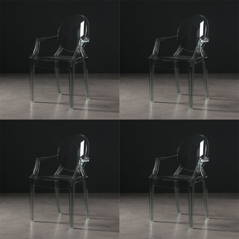 Nordic Style Plastic Dining Side Chair Dining Arm Side Chairs for Kitchen Gray-Clear 4 Piece Set Clearhalo ' kitchen&dining_furn' 'Dining Chairs' 'Dining Tables & Seating' 'dining_chair' 'furn' 'furn_dining_chair' 'Furniture' 'furniture_dining_chair' 'Kitchen & Dining Furniture' 'kitchen' 4098597