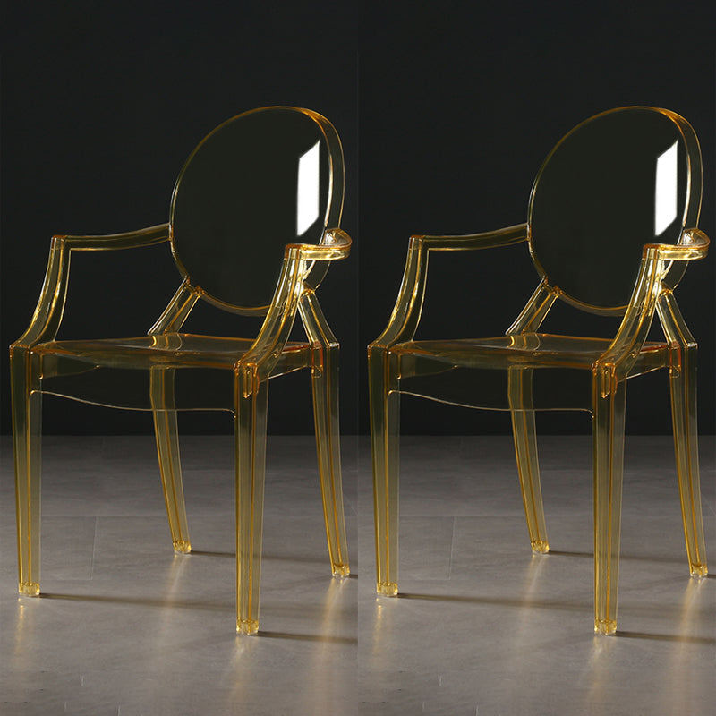 Nordic Style Plastic Dining Side Chair Dining Arm Side Chairs for Kitchen Beige-Clear 2 Piece Set Clearhalo ' kitchen&dining_furn' 'Dining Chairs' 'Dining Tables & Seating' 'dining_chair' 'furn' 'furn_dining_chair' 'Furniture' 'furniture_dining_chair' 'Kitchen & Dining Furniture' 'kitchen' 4098601