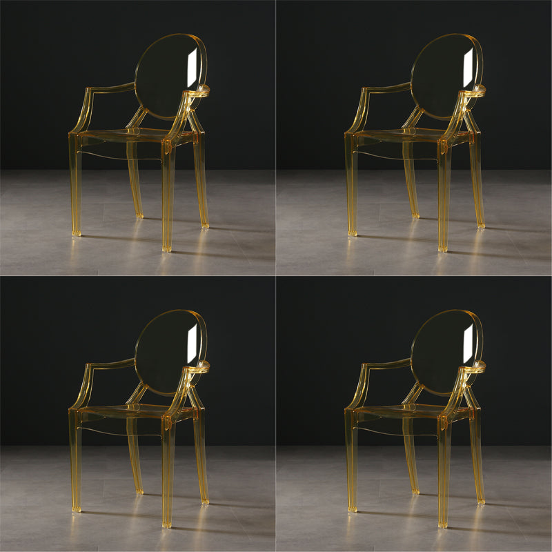 Nordic Style Plastic Dining Side Chair Dining Arm Side Chairs for Kitchen Beige-Clear 4 Piece Set Clearhalo ' kitchen&dining_furn' 'Dining Chairs' 'Dining Tables & Seating' 'dining_chair' 'furn' 'furn_dining_chair' 'Furniture' 'furniture_dining_chair' 'Kitchen & Dining Furniture' 'kitchen' 4098603