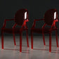 Nordic Style Plastic Dining Side Chair Dining Arm Side Chairs for Kitchen Red Clear 2 Piece Set Clearhalo ' kitchen&dining_furn' 'Dining Chairs' 'Dining Tables & Seating' 'dining_chair' 'furn' 'furn_dining_chair' 'Furniture' 'furniture_dining_chair' 'Kitchen & Dining Furniture' 'kitchen' 4098618
