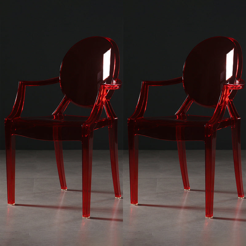 Nordic Style Plastic Dining Side Chair Dining Arm Side Chairs for Kitchen Red Clear 2 Piece Set Clearhalo ' kitchen&dining_furn' 'Dining Chairs' 'Dining Tables & Seating' 'dining_chair' 'furn' 'furn_dining_chair' 'Furniture' 'furniture_dining_chair' 'Kitchen & Dining Furniture' 'kitchen' 4098618