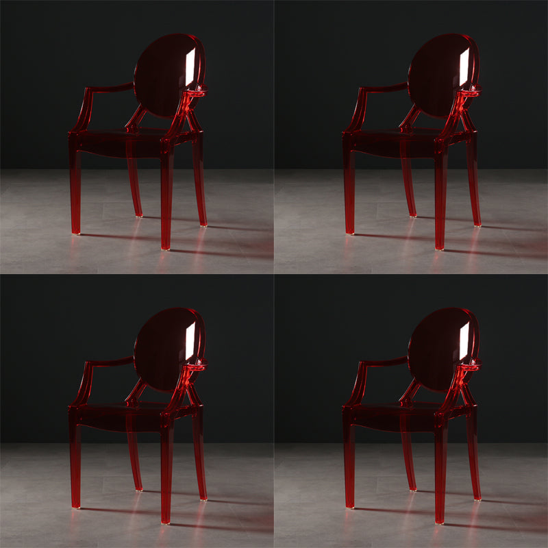 Nordic Style Plastic Dining Side Chair Dining Arm Side Chairs for Kitchen Red Clear 4 Piece Set Clearhalo ' kitchen&dining_furn' 'Dining Chairs' 'Dining Tables & Seating' 'dining_chair' 'furn' 'furn_dining_chair' 'Furniture' 'furniture_dining_chair' 'Kitchen & Dining Furniture' 'kitchen' 4098619