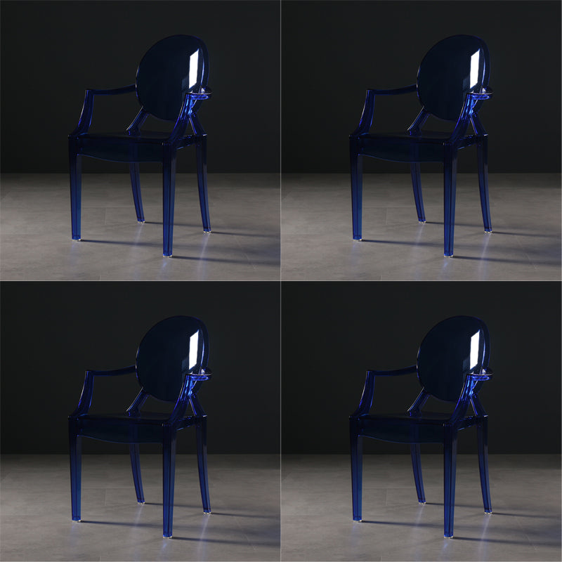 Nordic Style Plastic Dining Side Chair Dining Arm Side Chairs for Kitchen Blue-Clear 4 Piece Set Clearhalo ' kitchen&dining_furn' 'Dining Chairs' 'Dining Tables & Seating' 'dining_chair' 'furn' 'furn_dining_chair' 'Furniture' 'furniture_dining_chair' 'Kitchen & Dining Furniture' 'kitchen' 4098622