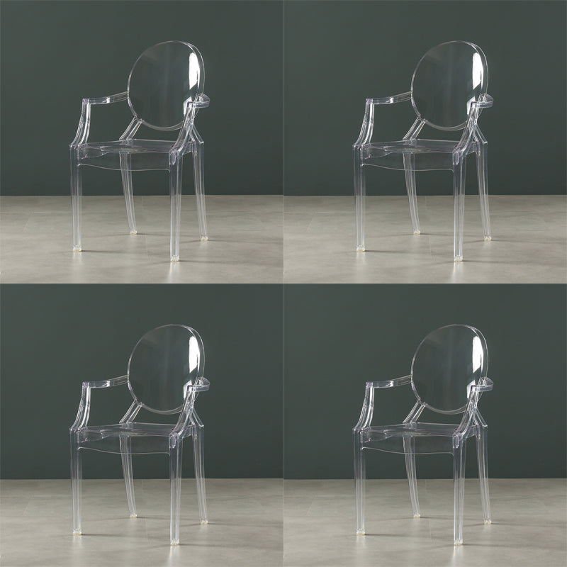 Nordic Style Plastic Dining Side Chair Dining Arm Side Chairs for Kitchen Clear 4 Piece Set Clearhalo ' kitchen&dining_furn' 'Dining Chairs' 'Dining Tables & Seating' 'dining_chair' 'furn' 'furn_dining_chair' 'Furniture' 'furniture_dining_chair' 'Kitchen & Dining Furniture' 'kitchen' 4098625