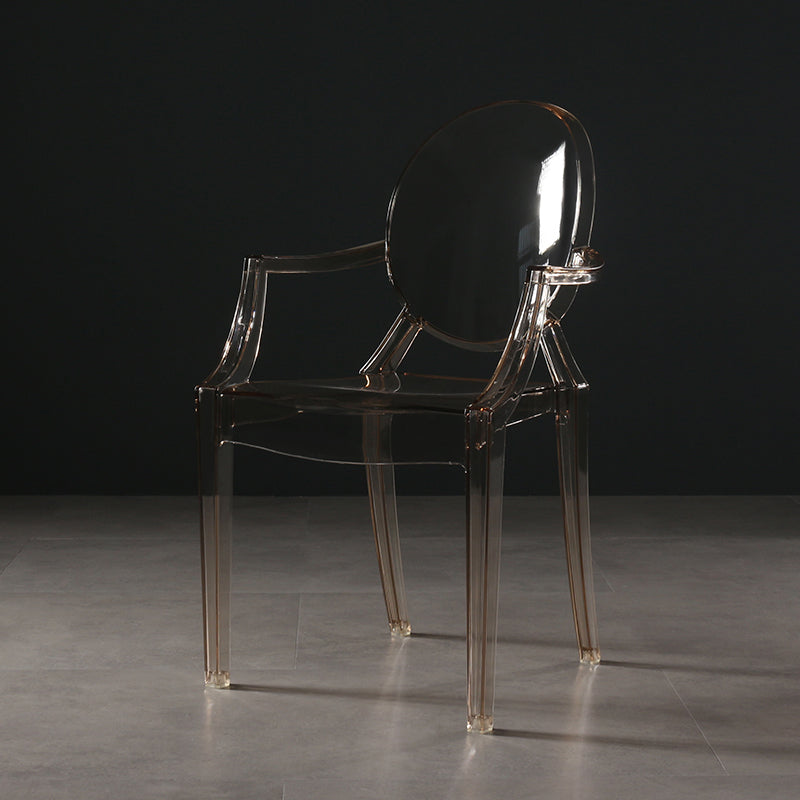 Nordic Style Plastic Dining Side Chair Dining Arm Side Chairs for Kitchen Blue-Amber-Clear 1 Piece Clearhalo ' kitchen&dining_furn' 'Dining Chairs' 'Dining Tables & Seating' 'dining_chair' 'furn' 'furn_dining_chair' 'Furniture' 'furniture_dining_chair' 'Kitchen & Dining Furniture' 'kitchen' 4098632