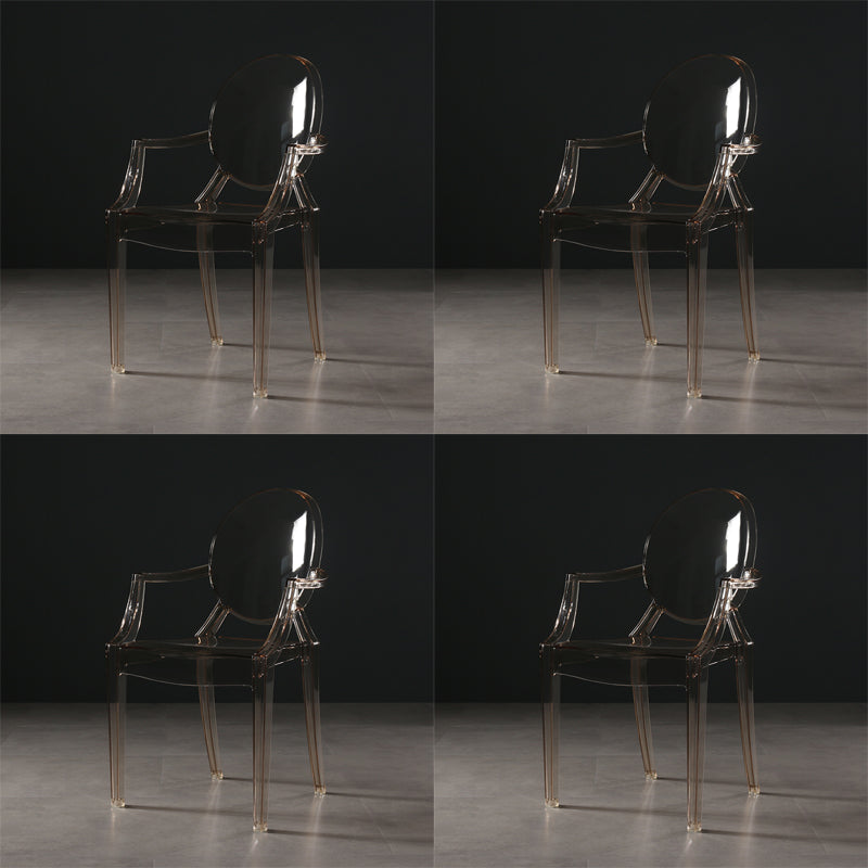 Nordic Style Plastic Dining Side Chair Dining Arm Side Chairs for Kitchen Blue-Amber-Clear 4 Piece Set Clearhalo ' kitchen&dining_furn' 'Dining Chairs' 'Dining Tables & Seating' 'dining_chair' 'furn' 'furn_dining_chair' 'Furniture' 'furniture_dining_chair' 'Kitchen & Dining Furniture' 'kitchen' 4098634