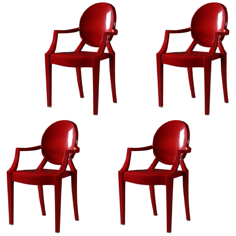Nordic Style Plastic Dining Side Chair Dining Arm Side Chairs for Kitchen Red 4 Piece Set Clearhalo ' kitchen&dining_furn' 'Dining Chairs' 'Dining Tables & Seating' 'dining_chair' 'furn' 'furn_dining_chair' 'Furniture' 'furniture_dining_chair' 'Kitchen & Dining Furniture' 'kitchen' 4098640