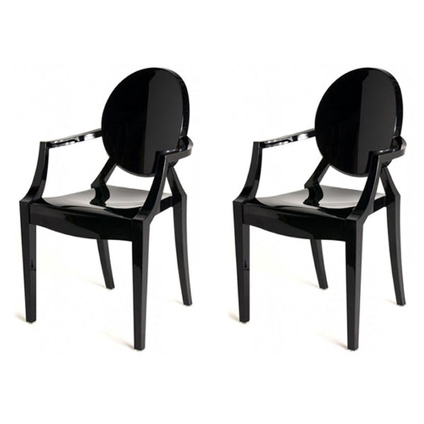 Nordic Style Plastic Dining Side Chair Dining Arm Side Chairs for Kitchen Black 2 Piece Set Clearhalo ' kitchen&dining_furn' 'Dining Chairs' 'Dining Tables & Seating' 'dining_chair' 'furn' 'furn_dining_chair' 'Furniture' 'furniture_dining_chair' 'Kitchen & Dining Furniture' 'kitchen' 4098642