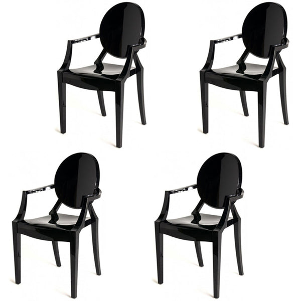 Nordic Style Plastic Dining Side Chair Dining Arm Side Chairs for Kitchen Black 4 Piece Set Clearhalo ' kitchen&dining_furn' 'Dining Chairs' 'Dining Tables & Seating' 'dining_chair' 'furn' 'furn_dining_chair' 'Furniture' 'furniture_dining_chair' 'Kitchen & Dining Furniture' 'kitchen' 4098643