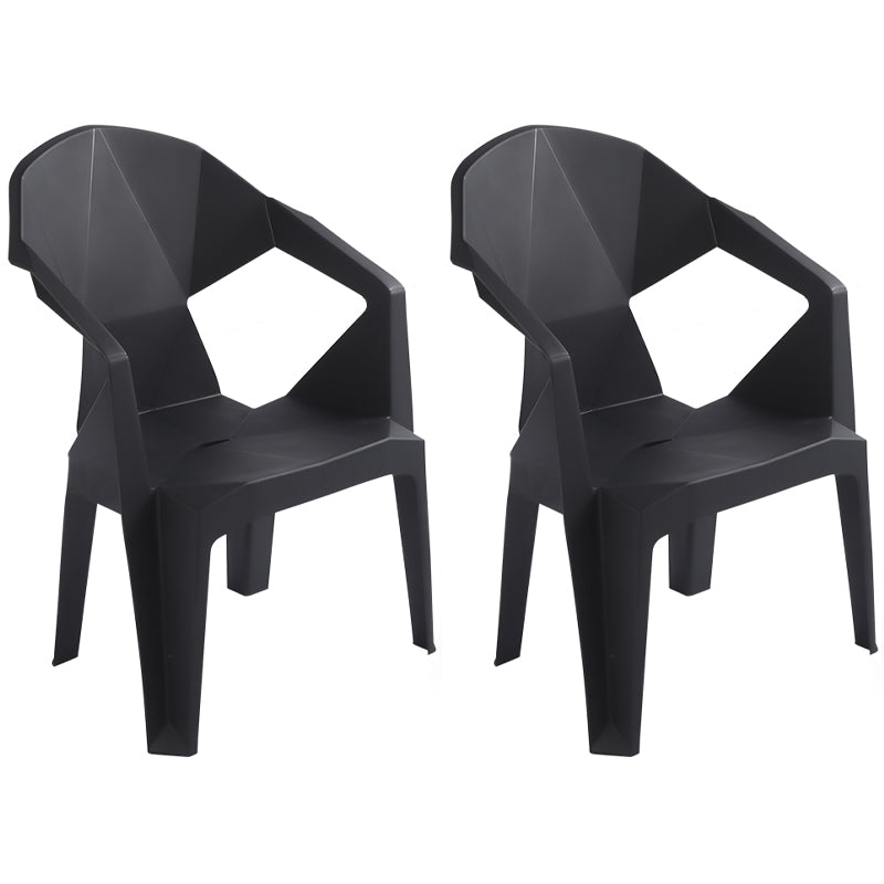 Contemporary Style Stacking Dining Chair Slat Back Plastic Dining Arm Chairs Black 2 Piece Set Clearhalo ' kitchen&dining_furn' 'Dining Chairs' 'Dining Tables & Seating' 'dining_chair' 'furn' 'furn_dining_chair' 'Furniture' 'furniture_dining_chair' 'Kitchen & Dining Furniture' 'kitchen' 4098649