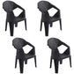 Contemporary Style Stacking Dining Chair Slat Back Plastic Dining Arm Chairs Black 4 Piece Set Clearhalo ' kitchen&dining_furn' 'Dining Chairs' 'Dining Tables & Seating' 'dining_chair' 'furn' 'furn_dining_chair' 'Furniture' 'furniture_dining_chair' 'Kitchen & Dining Furniture' 'kitchen' 4098650