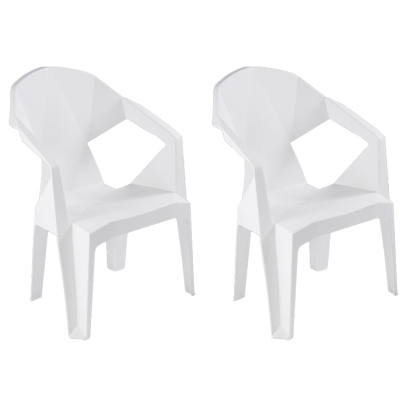 Contemporary Style Stacking Dining Chair Slat Back Plastic Dining Arm Chairs White 2 Piece Set Clearhalo ' kitchen&dining_furn' 'Dining Chairs' 'Dining Tables & Seating' 'dining_chair' 'furn' 'furn_dining_chair' 'Furniture' 'furniture_dining_chair' 'Kitchen & Dining Furniture' 'kitchen' 4098654