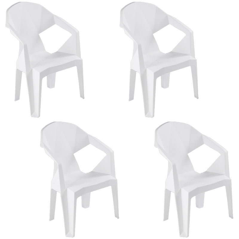 Contemporary Style Stacking Dining Chair Slat Back Plastic Dining Arm Chairs White 4 Piece Set Clearhalo ' kitchen&dining_furn' 'Dining Chairs' 'Dining Tables & Seating' 'dining_chair' 'furn' 'furn_dining_chair' 'Furniture' 'furniture_dining_chair' 'Kitchen & Dining Furniture' 'kitchen' 4098657