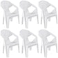 Contemporary Style Stacking Dining Chair Slat Back Plastic Dining Arm Chairs White 6 Piece Set Clearhalo ' kitchen&dining_furn' 'Dining Chairs' 'Dining Tables & Seating' 'dining_chair' 'furn' 'furn_dining_chair' 'Furniture' 'furniture_dining_chair' 'Kitchen & Dining Furniture' 'kitchen' 4098658