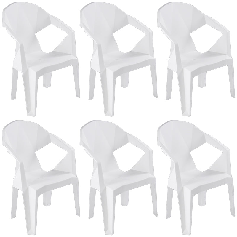 Contemporary Style Stacking Dining Chair Slat Back Plastic Dining Arm Chairs White 6 Piece Set Clearhalo ' kitchen&dining_furn' 'Dining Chairs' 'Dining Tables & Seating' 'dining_chair' 'furn' 'furn_dining_chair' 'Furniture' 'furniture_dining_chair' 'Kitchen & Dining Furniture' 'kitchen' 4098658