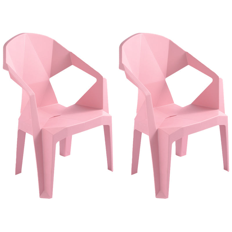 Contemporary Style Stacking Dining Chair Slat Back Plastic Dining Arm Chairs Pink 2 Piece Set Clearhalo ' kitchen&dining_furn' 'Dining Chairs' 'Dining Tables & Seating' 'dining_chair' 'furn' 'furn_dining_chair' 'Furniture' 'furniture_dining_chair' 'Kitchen & Dining Furniture' 'kitchen' 4098660