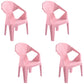 Contemporary Style Stacking Dining Chair Slat Back Plastic Dining Arm Chairs Pink 4 Piece Set Clearhalo ' kitchen&dining_furn' 'Dining Chairs' 'Dining Tables & Seating' 'dining_chair' 'furn' 'furn_dining_chair' 'Furniture' 'furniture_dining_chair' 'Kitchen & Dining Furniture' 'kitchen' 4098662