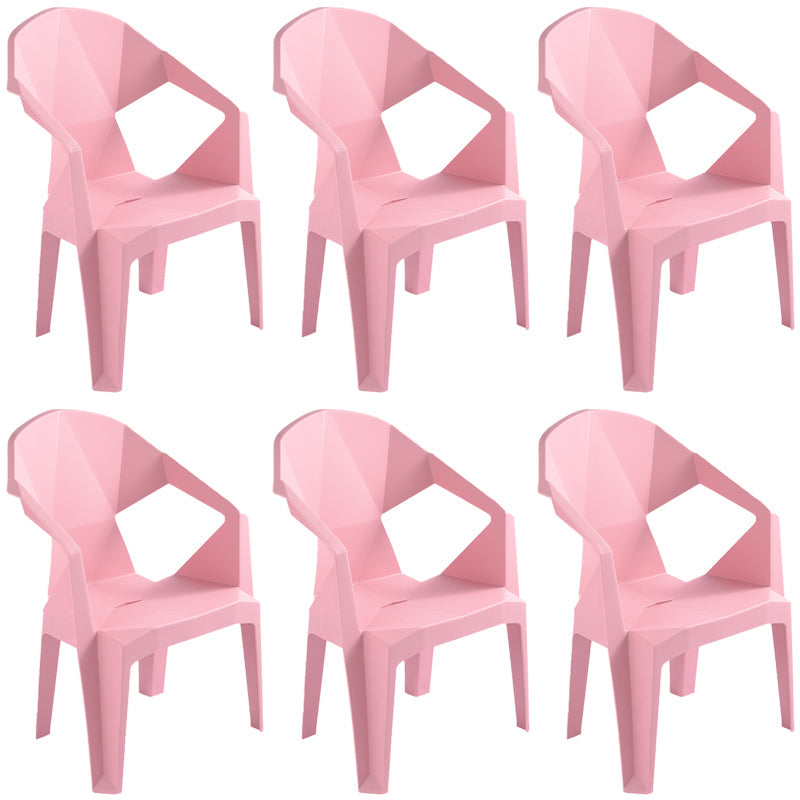 Contemporary Style Stacking Dining Chair Slat Back Plastic Dining Arm Chairs Pink 6 Piece Set Clearhalo ' kitchen&dining_furn' 'Dining Chairs' 'Dining Tables & Seating' 'dining_chair' 'furn' 'furn_dining_chair' 'Furniture' 'furniture_dining_chair' 'Kitchen & Dining Furniture' 'kitchen' 4098664