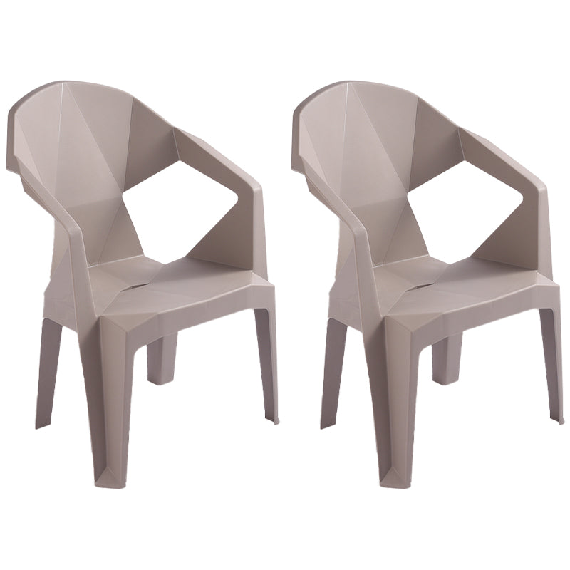 Contemporary Style Stacking Dining Chair Slat Back Plastic Dining Arm Chairs Coffee 2 Piece Set Clearhalo ' kitchen&dining_furn' 'Dining Chairs' 'Dining Tables & Seating' 'dining_chair' 'furn' 'furn_dining_chair' 'Furniture' 'furniture_dining_chair' 'Kitchen & Dining Furniture' 'kitchen' 4098667