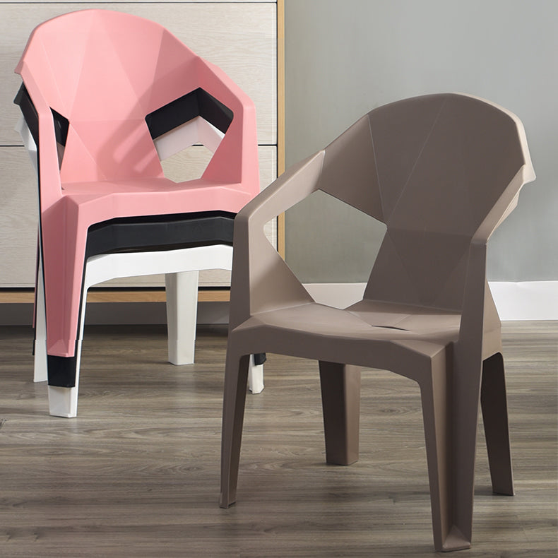 Contemporary Style Stacking Dining Chair Slat Back Plastic Dining Arm Chairs Clearhalo ' kitchen&dining_furn' 'Dining Chairs' 'Dining Tables & Seating' 'dining_chair' 'furn' 'furn_dining_chair' 'Furniture' 'furniture_dining_chair' 'Kitchen & Dining Furniture' 'kitchen' 4098668