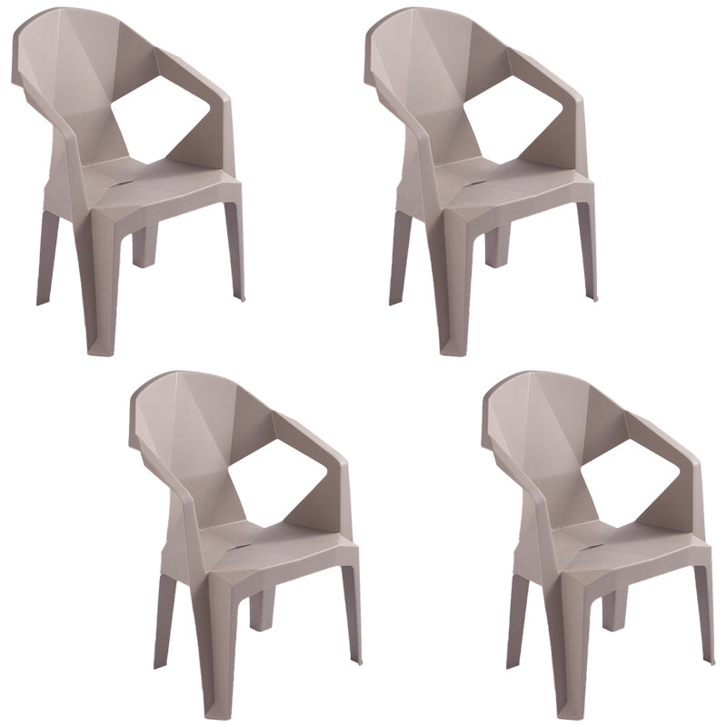 Contemporary Style Stacking Dining Chair Slat Back Plastic Dining Arm Chairs Coffee 4 Piece Set Clearhalo ' kitchen&dining_furn' 'Dining Chairs' 'Dining Tables & Seating' 'dining_chair' 'furn' 'furn_dining_chair' 'Furniture' 'furniture_dining_chair' 'Kitchen & Dining Furniture' 'kitchen' 4098669