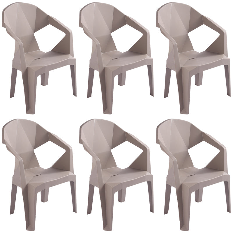 Contemporary Style Stacking Dining Chair Slat Back Plastic Dining Arm Chairs Coffee 6 Piece Set Clearhalo ' kitchen&dining_furn' 'Dining Chairs' 'Dining Tables & Seating' 'dining_chair' 'furn' 'furn_dining_chair' 'Furniture' 'furniture_dining_chair' 'Kitchen & Dining Furniture' 'kitchen' 4098671