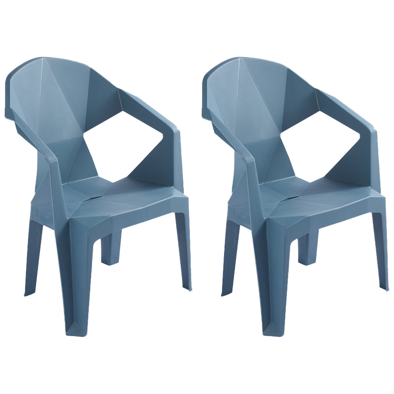 Contemporary Style Stacking Dining Chair Slat Back Plastic Dining Arm Chairs Blue 2 Piece Set Clearhalo ' kitchen&dining_furn' 'Dining Chairs' 'Dining Tables & Seating' 'dining_chair' 'furn' 'furn_dining_chair' 'Furniture' 'furniture_dining_chair' 'Kitchen & Dining Furniture' 'kitchen' 4098673