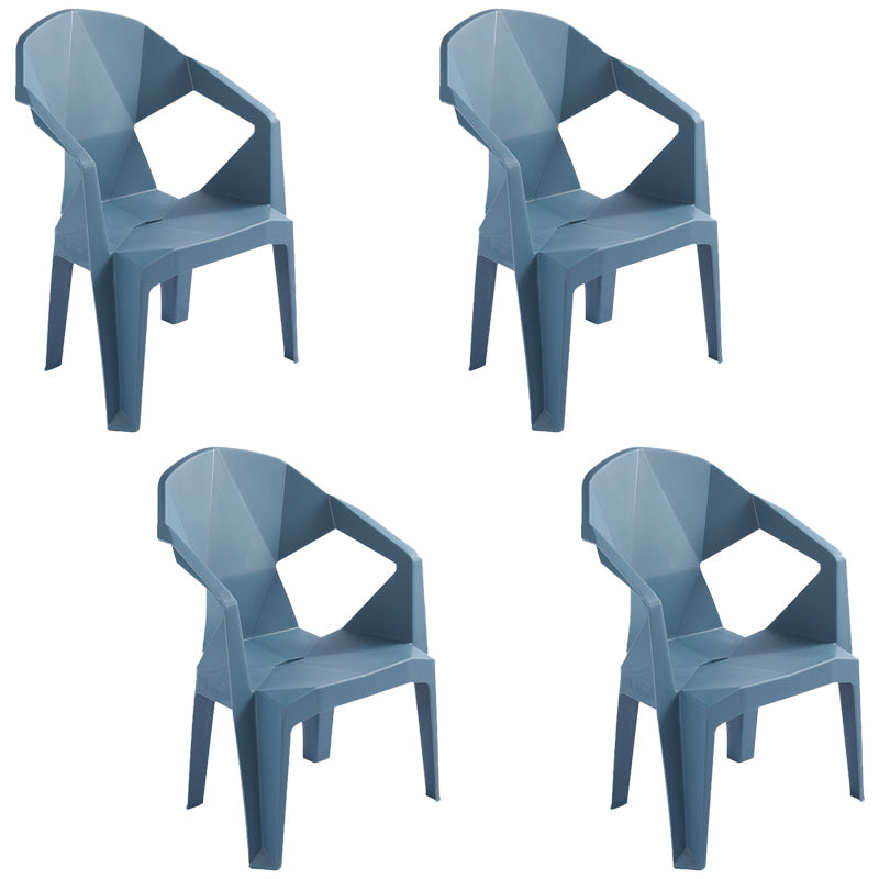Contemporary Style Stacking Dining Chair Slat Back Plastic Dining Arm Chairs Blue 4 Piece Set Clearhalo ' kitchen&dining_furn' 'Dining Chairs' 'Dining Tables & Seating' 'dining_chair' 'furn' 'furn_dining_chair' 'Furniture' 'furniture_dining_chair' 'Kitchen & Dining Furniture' 'kitchen' 4098674