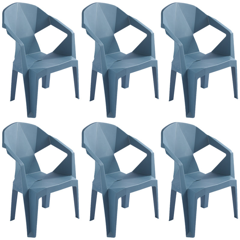Contemporary Style Stacking Dining Chair Slat Back Plastic Dining Arm Chairs Blue 6 Piece Set Clearhalo ' kitchen&dining_furn' 'Dining Chairs' 'Dining Tables & Seating' 'dining_chair' 'furn' 'furn_dining_chair' 'Furniture' 'furniture_dining_chair' 'Kitchen & Dining Furniture' 'kitchen' 4098676