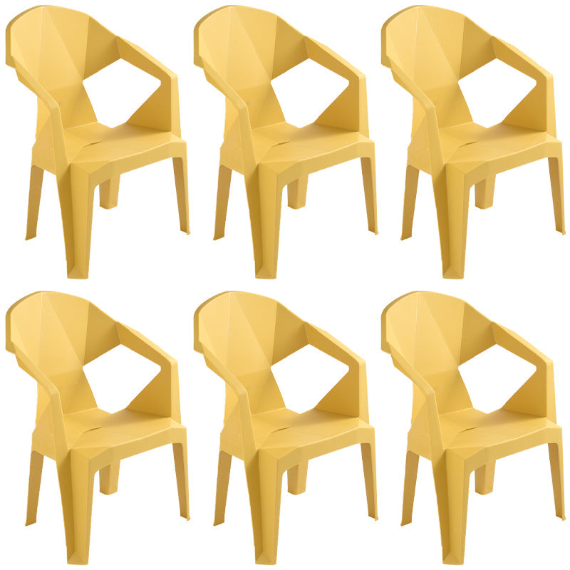 Contemporary Style Stacking Dining Chair Slat Back Plastic Dining Arm Chairs Yellow 6 Piece Set Clearhalo ' kitchen&dining_furn' 'Dining Chairs' 'Dining Tables & Seating' 'dining_chair' 'furn' 'furn_dining_chair' 'Furniture' 'furniture_dining_chair' 'Kitchen & Dining Furniture' 'kitchen' 4098679