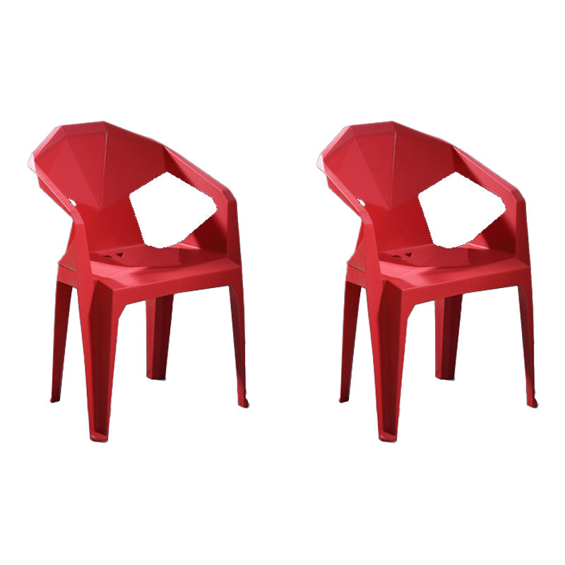 Modern Stacking Dining Side Chairs Slat Back Plastic Dining Arm Chairs Red 2 Piece Set Clearhalo ' kitchen&dining_furn' 'Dining Chairs' 'Dining Tables & Seating' 'dining_chair' 'furn' 'furn_dining_chair' 'Furniture' 'furniture_dining_chair' 'Kitchen & Dining Furniture' 'kitchen' 4098682