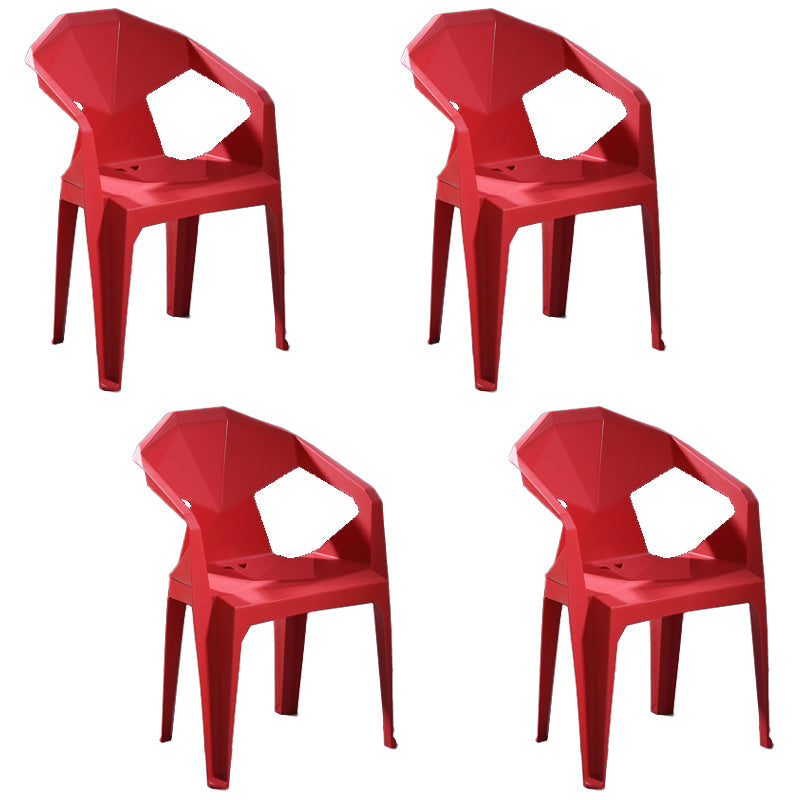 Modern Stacking Dining Side Chairs Slat Back Plastic Dining Arm Chairs Red 4 Piece Set Clearhalo ' kitchen&dining_furn' 'Dining Chairs' 'Dining Tables & Seating' 'dining_chair' 'furn' 'furn_dining_chair' 'Furniture' 'furniture_dining_chair' 'Kitchen & Dining Furniture' 'kitchen' 4098684
