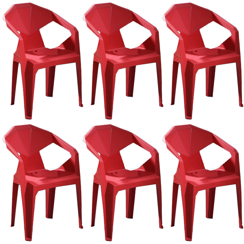 Modern Stacking Dining Side Chairs Slat Back Plastic Dining Arm Chairs Red 6 Piece Set Clearhalo ' kitchen&dining_furn' 'Dining Chairs' 'Dining Tables & Seating' 'dining_chair' 'furn' 'furn_dining_chair' 'Furniture' 'furniture_dining_chair' 'Kitchen & Dining Furniture' 'kitchen' 4098686