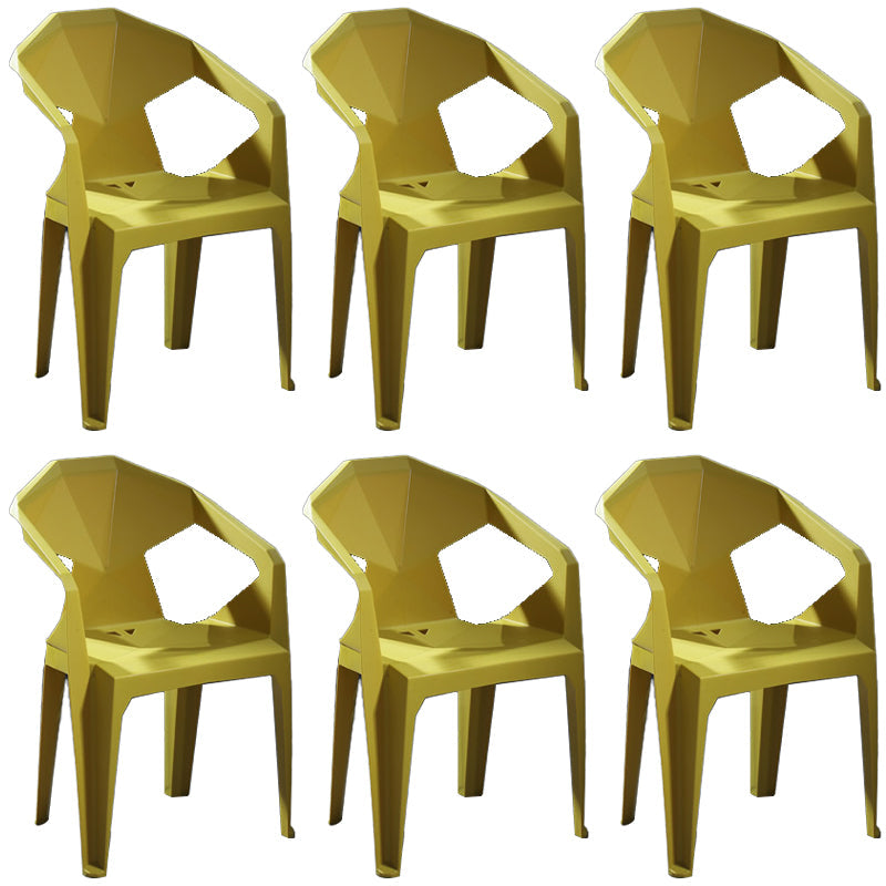 Modern Stacking Dining Side Chairs Slat Back Plastic Dining Arm Chairs Yellow 6 Piece Set Clearhalo ' kitchen&dining_furn' 'Dining Chairs' 'Dining Tables & Seating' 'dining_chair' 'furn' 'furn_dining_chair' 'Furniture' 'furniture_dining_chair' 'Kitchen & Dining Furniture' 'kitchen' 4098692