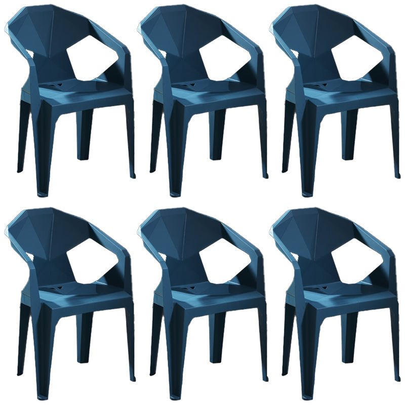 Modern Stacking Dining Side Chairs Slat Back Plastic Dining Arm Chairs Peacock Blue 6 Piece Set Clearhalo ' kitchen&dining_furn' 'Dining Chairs' 'Dining Tables & Seating' 'dining_chair' 'furn' 'furn_dining_chair' 'Furniture' 'furniture_dining_chair' 'Kitchen & Dining Furniture' 'kitchen' 4098702