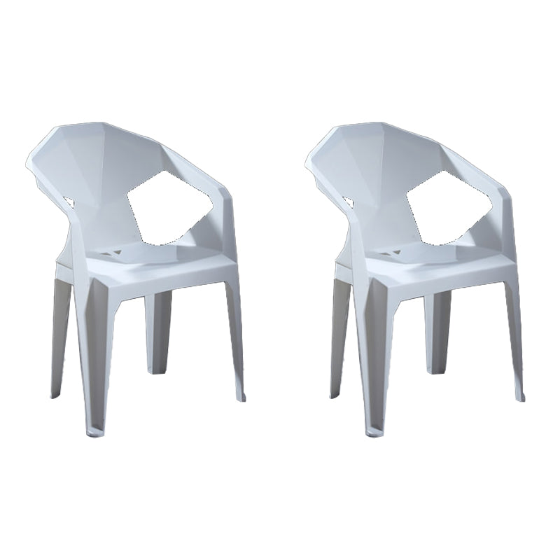 Modern Stacking Dining Side Chairs Slat Back Plastic Dining Arm Chairs White 2 Piece Set Clearhalo ' kitchen&dining_furn' 'Dining Chairs' 'Dining Tables & Seating' 'dining_chair' 'furn' 'furn_dining_chair' 'Furniture' 'furniture_dining_chair' 'Kitchen & Dining Furniture' 'kitchen' 4098703
