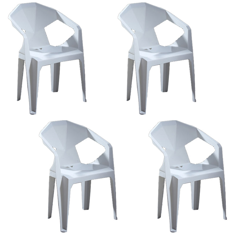 Modern Stacking Dining Side Chairs Slat Back Plastic Dining Arm Chairs White 4 Piece Set Clearhalo ' kitchen&dining_furn' 'Dining Chairs' 'Dining Tables & Seating' 'dining_chair' 'furn' 'furn_dining_chair' 'Furniture' 'furniture_dining_chair' 'Kitchen & Dining Furniture' 'kitchen' 4098704